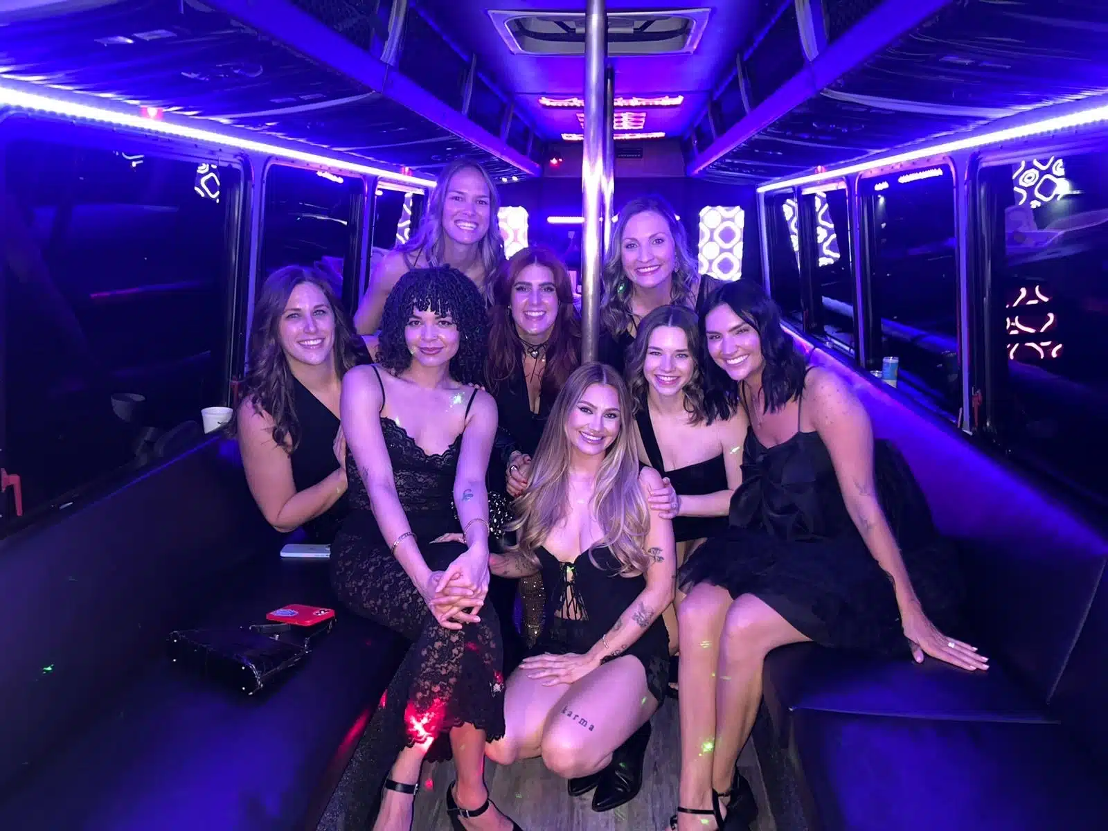 girls night inside party bus